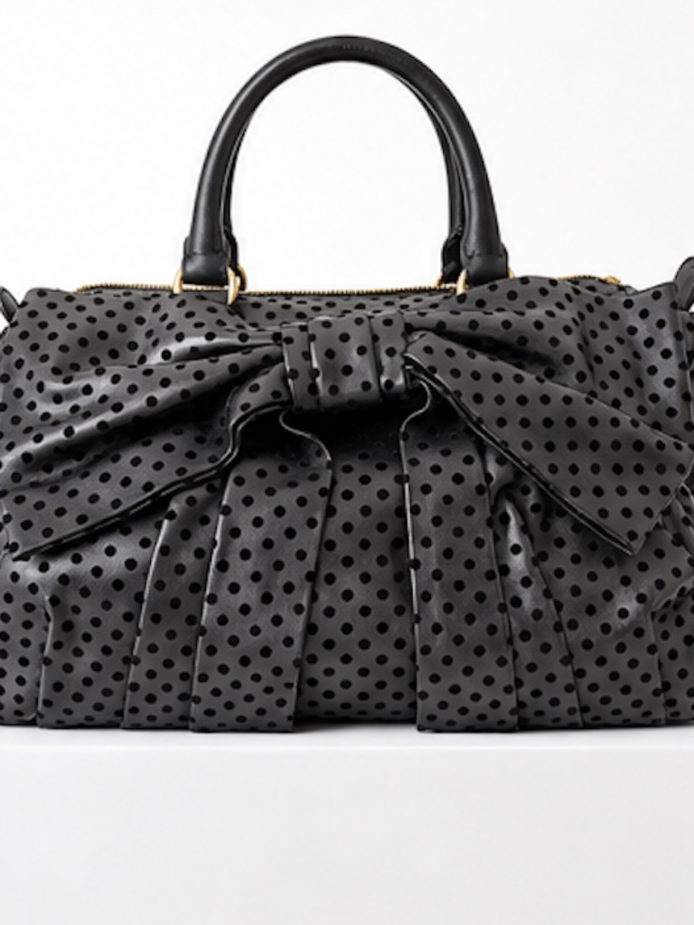 RED Valentino Black Polka Dot Bow Satchel Handbag